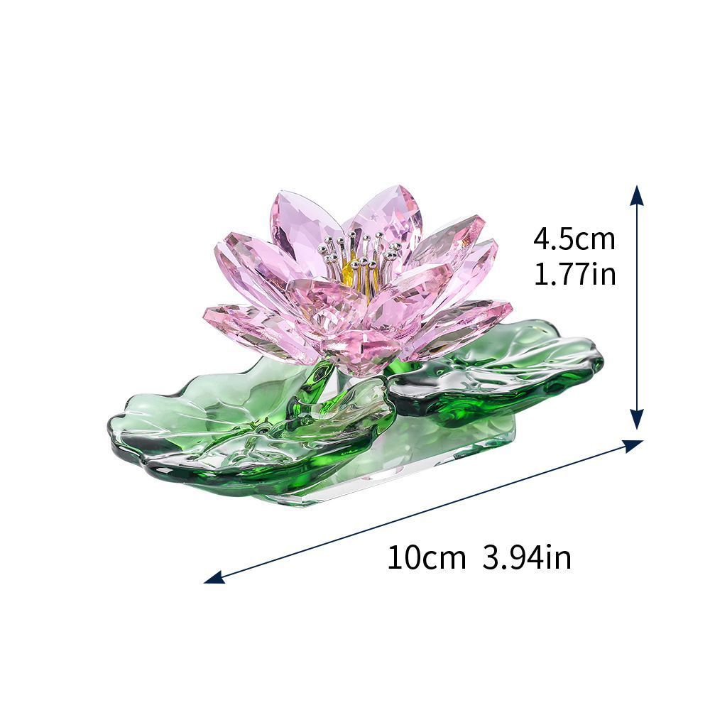 Sparkling Pink Crystal Lotus Flower Home Decor Car Ornaments Christmas Gift