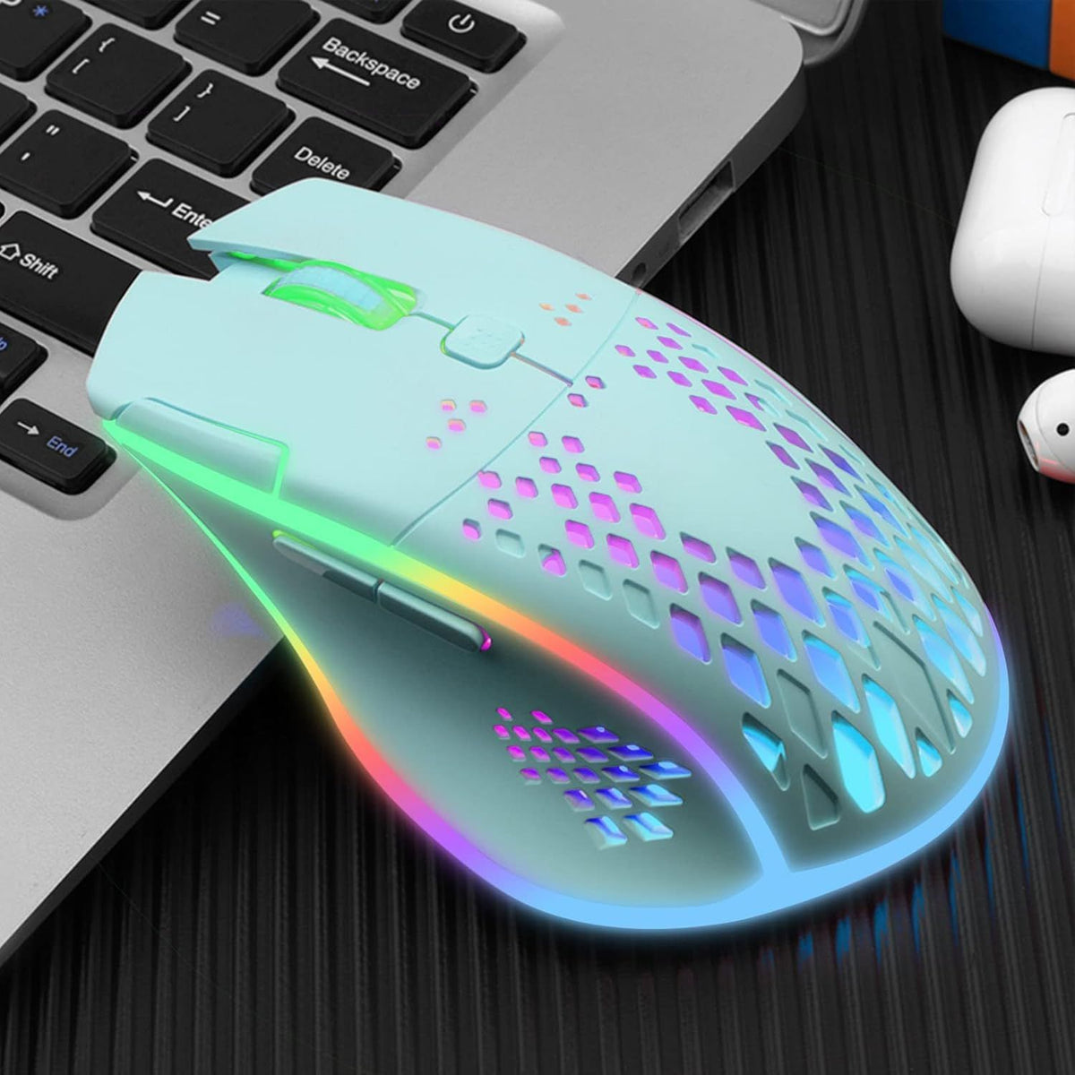 Wireless Gaming Mouse Silent Click Rechargeable Gaming Mouse with Dual Click Button