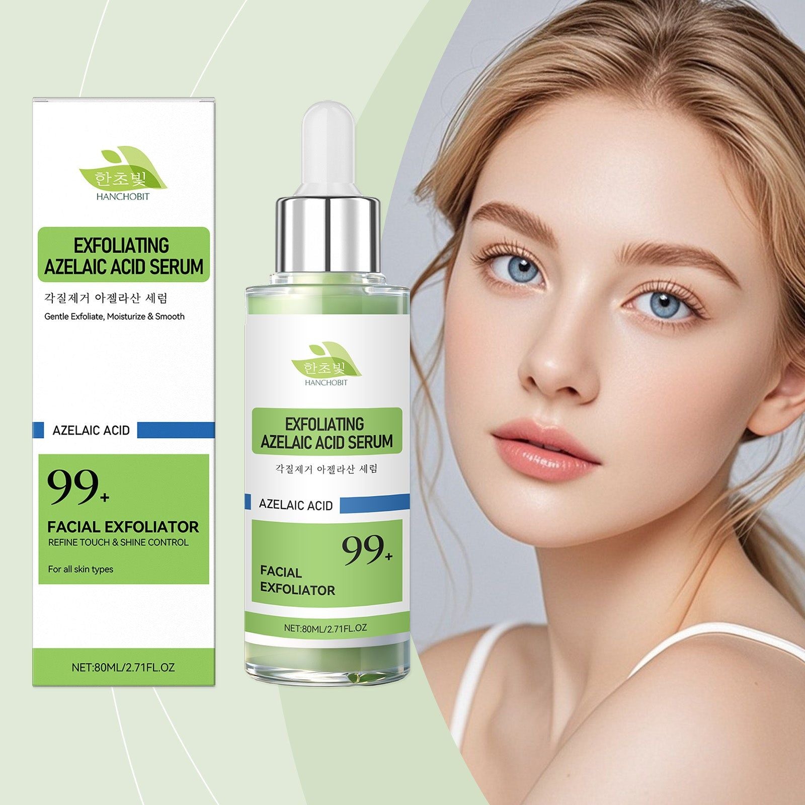 Azelaic Acid Essence, Gentle Face Cleanser, Moisturizing, Exfoliating, Skin Care ,80ml