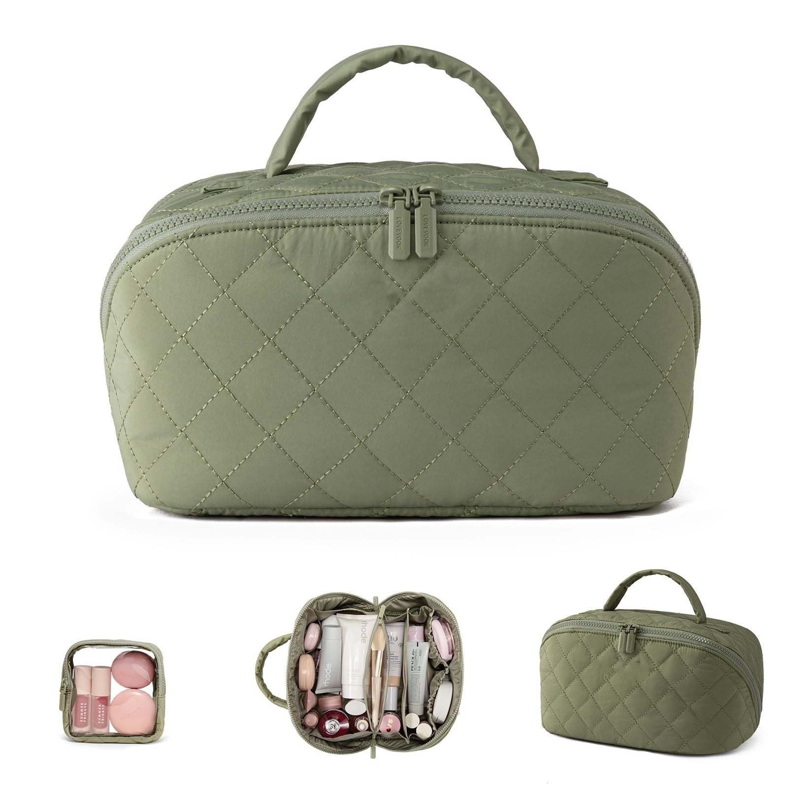 Quilted Travel Makeup Bag Set