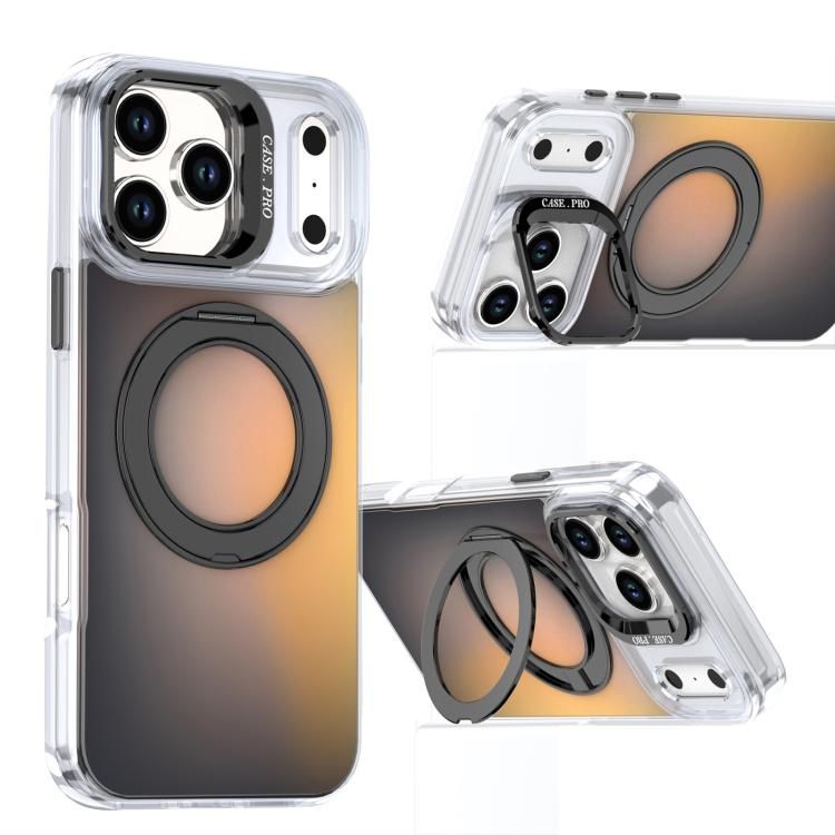 For iPhone 18 Pro Max / iPhone 17 Pro Max Gradient Discolor Rotating Holder Lens Kickstand Magsafe Phone Case