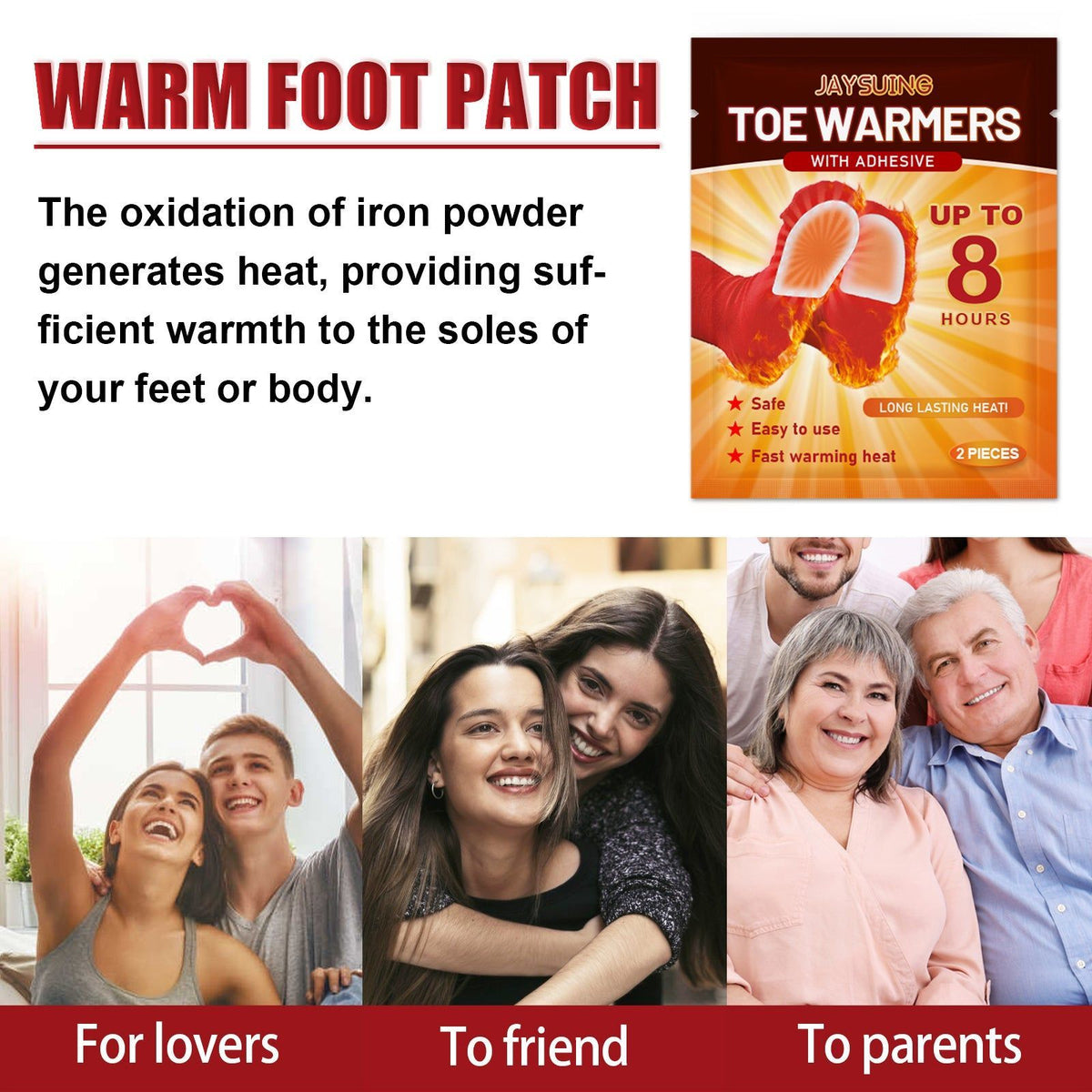 Stay Cozy with Plantar Warmth Foot Patches, Self-Heating, Portable, 6-8H Heat ,2pieces