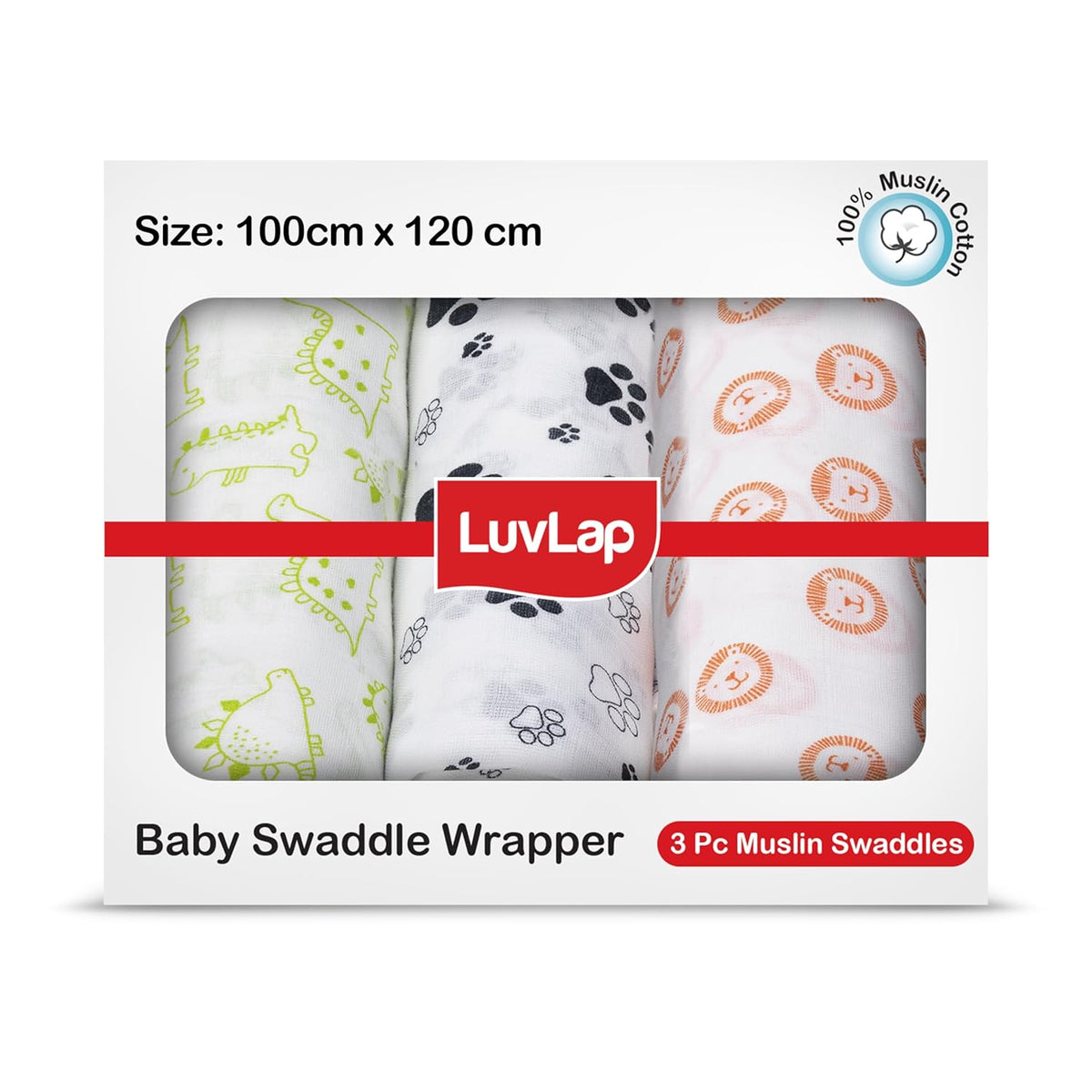 Luv Lap - Muslin Swaddle Set of 3 - Animals