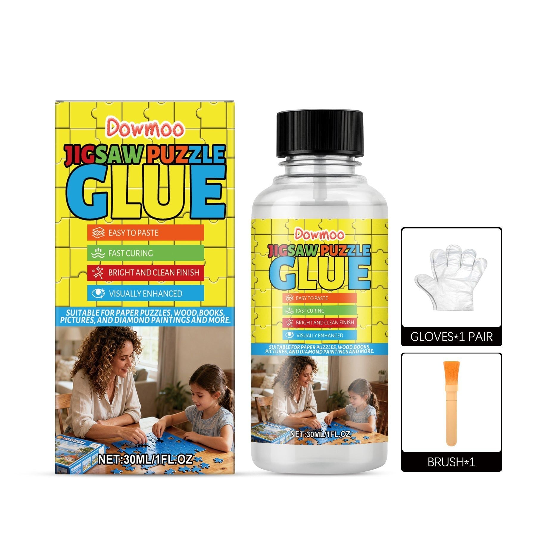 Convenient Jigsaw Puzzle Glue Set, Easy Bonding for Home and Office, Fade and Scratch Resistant ,1set