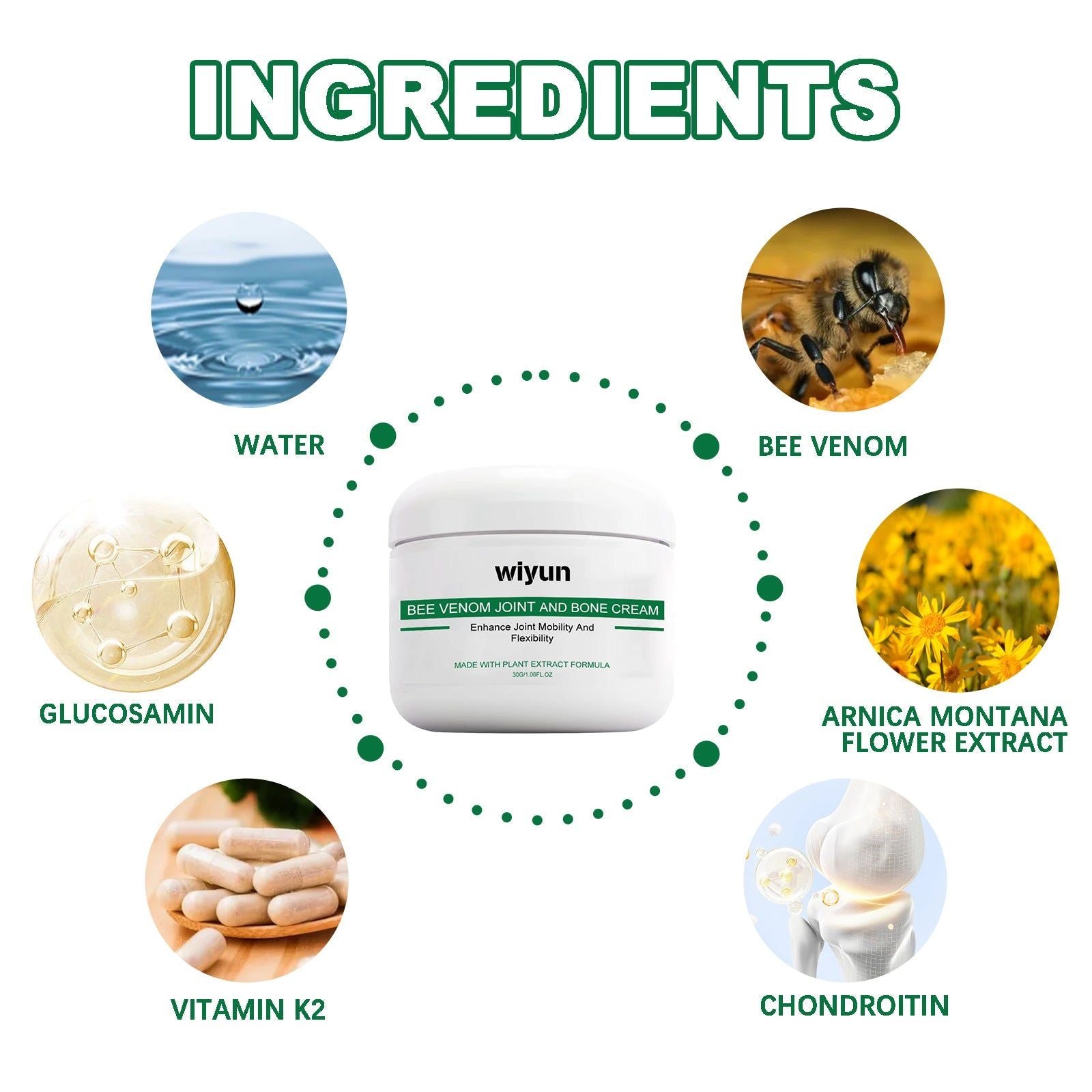 Bee Venom Joint Repair Cream, Natural Pain Relief for Arthritis, Anti-Inflammatory, Mobility Boost ,30g