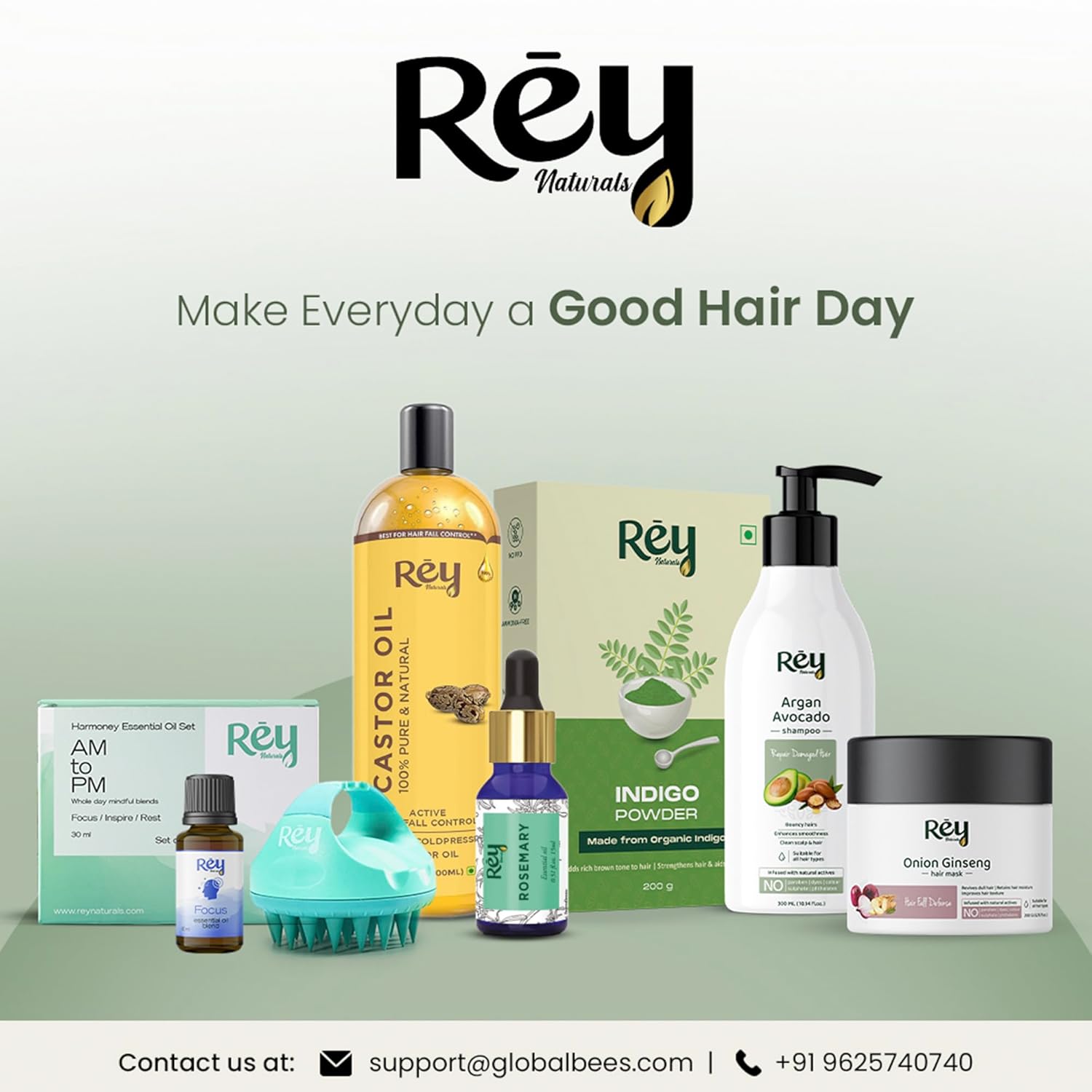 Rey Naturals Cold Pressed Castor Oil + Coconut Oil + Sweet Almond Oil (200ML + 200ML + 200ML)