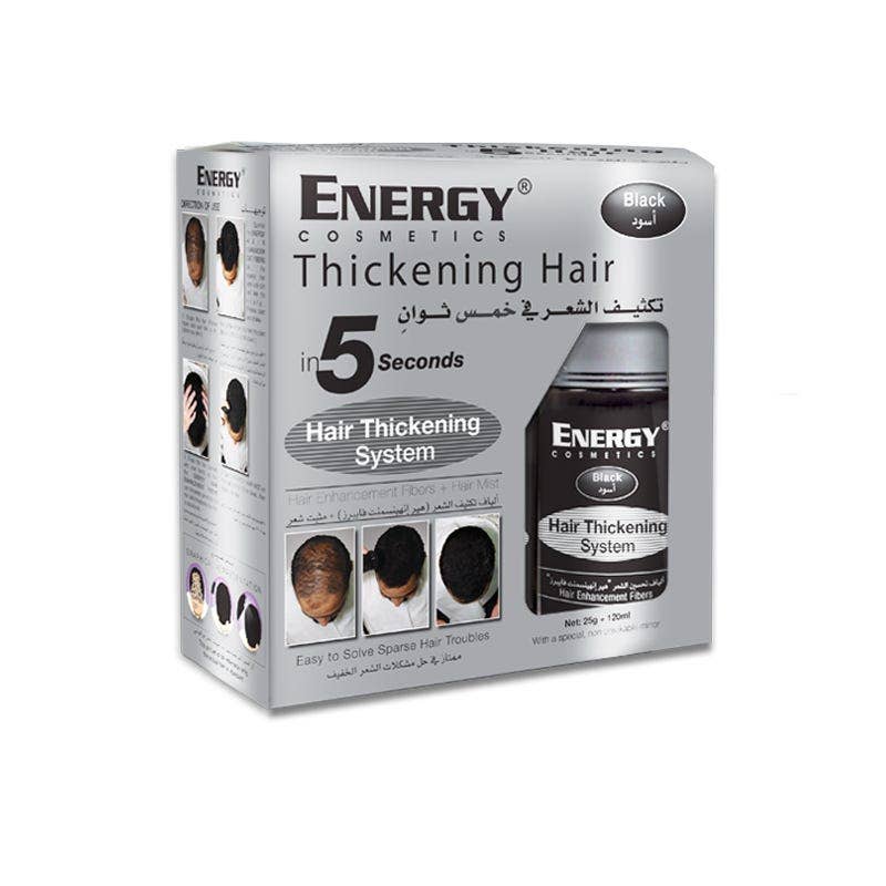 Energy Cosmetics Hair Thickening System, Black, 1 Kit