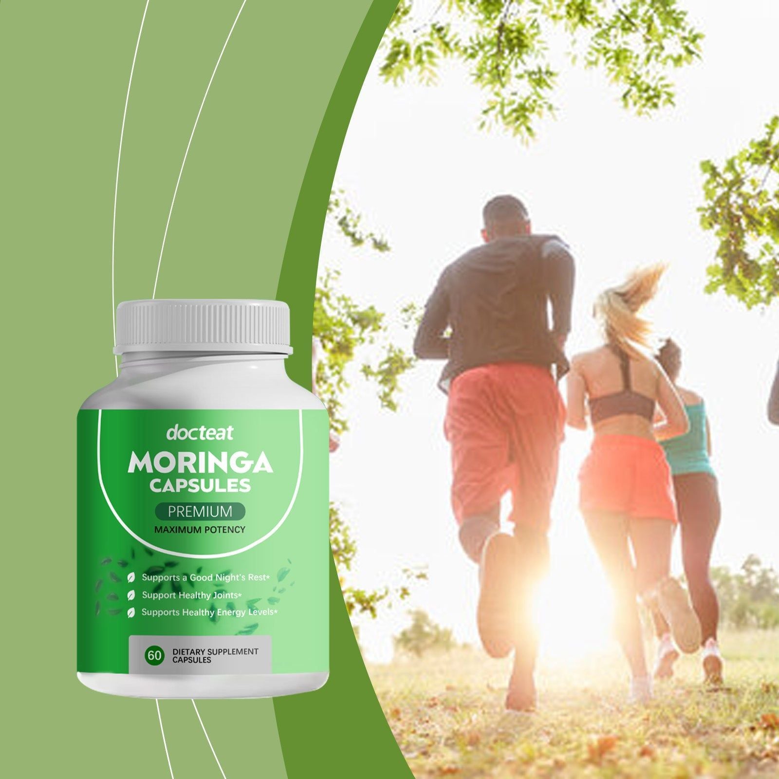 Boost Energy Naturally with Moringa Capsules, Premium Body Care Supplement ,60pcs