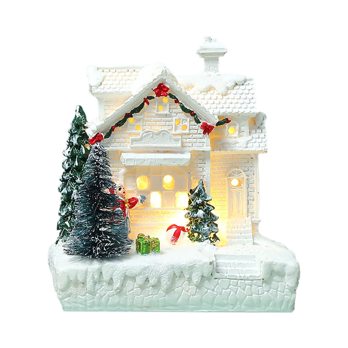 Glowing Little House Decoration Christmas Ornament Resin Snow House Gift
