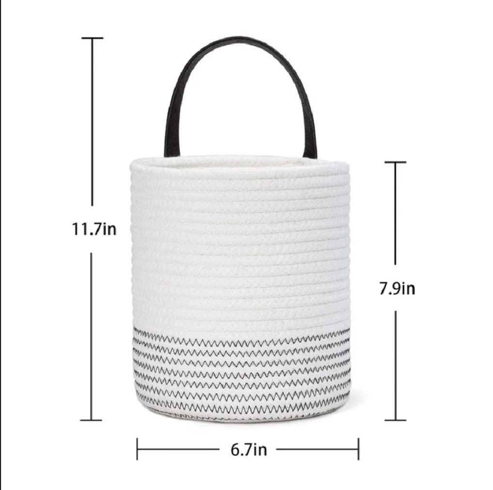 AIESY® Premium Eco-Friendly Jute and Cotton Blend Hanging Basket Set | Handcrafted Dual-Texture Wall Planter & Storage Basket with Hanging Loop for Home, Kitchen & Living Room