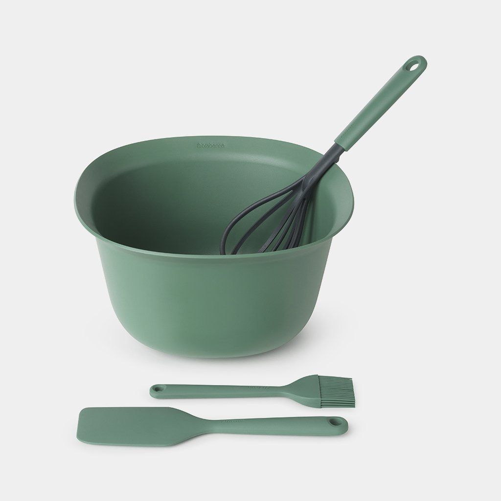 Brabantia 123207 Baking Set,Whisk,Bowl 3.2 litre,Brush & Spatula Green