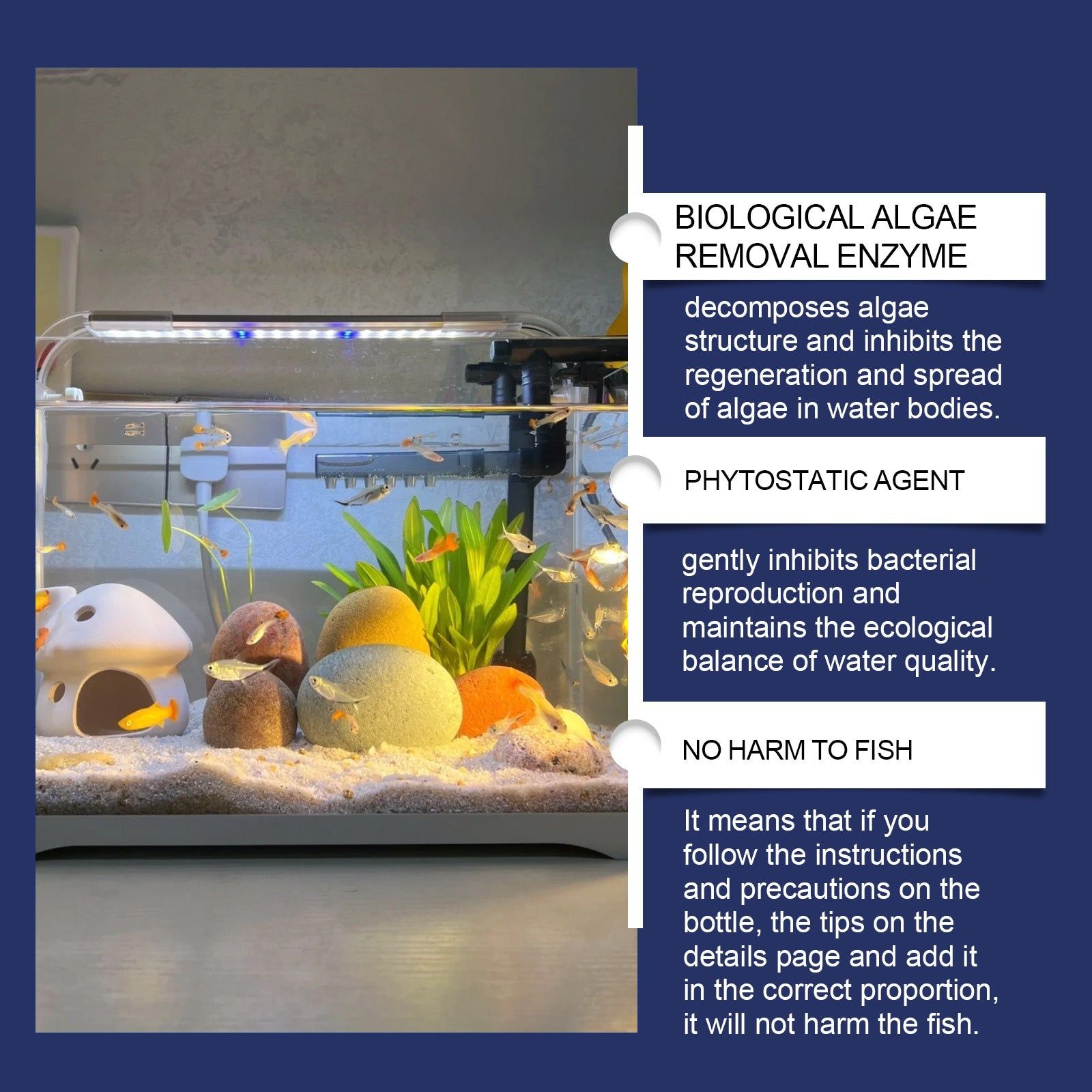Clean Aquarium Water, Algae & Fish Tank Stains, Eco-Friendly Fish Safe Purifier ,100ml