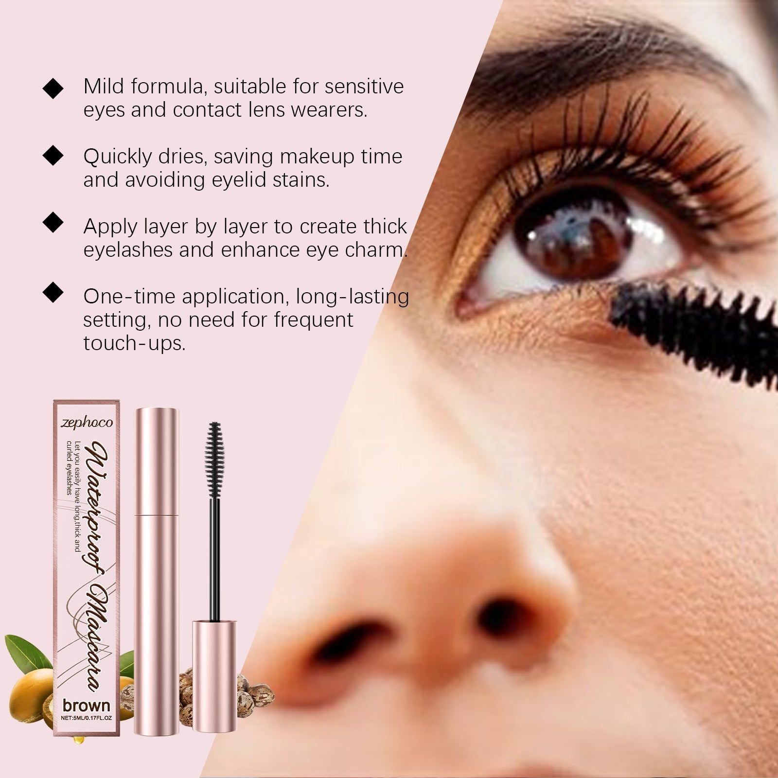 Brown Curl Mascara, Natural Beauty Enhancer, Voluminous, Long-Lasting, Easy Application ,5ml