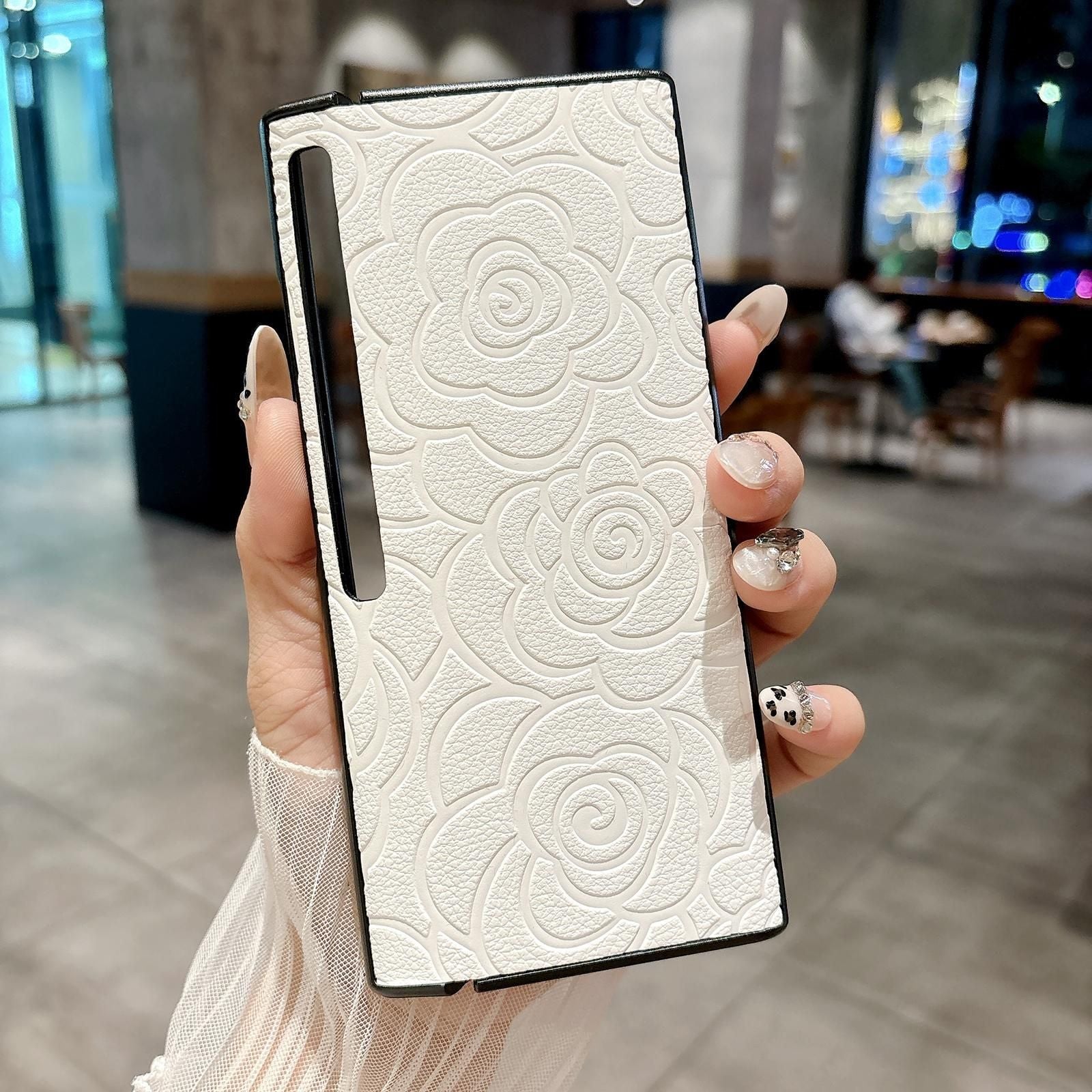 Camellia Pattern PU Case For Huawei Mate Xs 2
