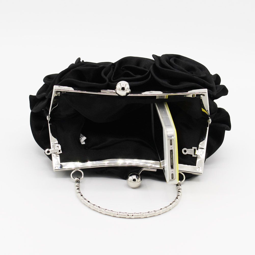 Woman Evening Bag Flower Satin Pouch Clutch Bag for Wedding Party