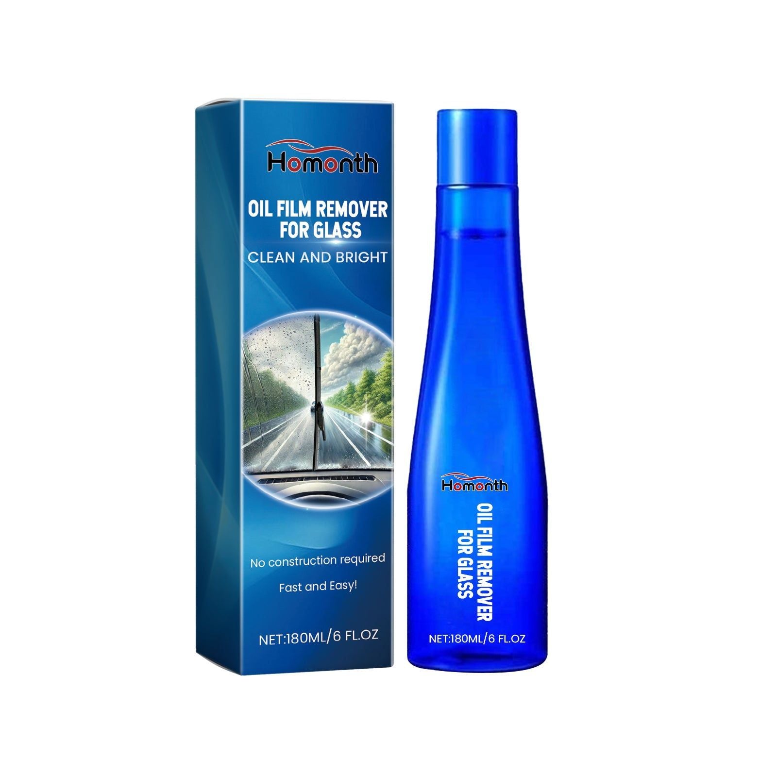 Car Cleaning Glass Oil Film Remover, Stubborn Stain Remover, Clear Vision, Safe Drive ,180ml