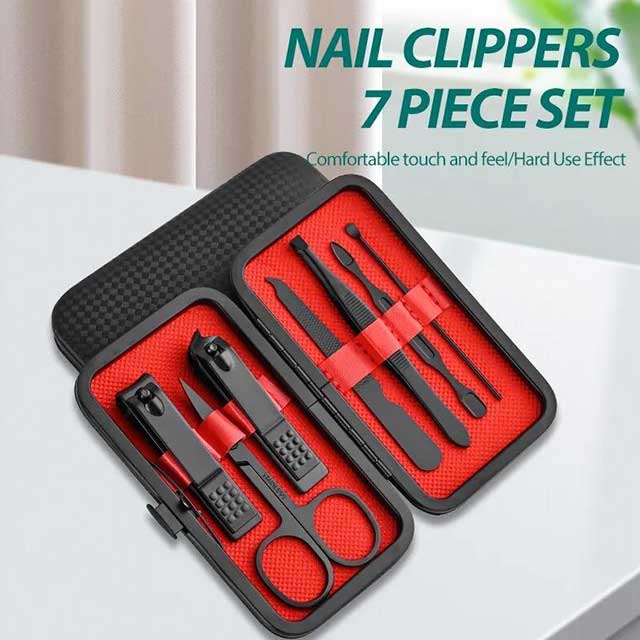 7-Piece Manicure Tool Set for Unisex - Professional Nail Care Kit for Home & Travel