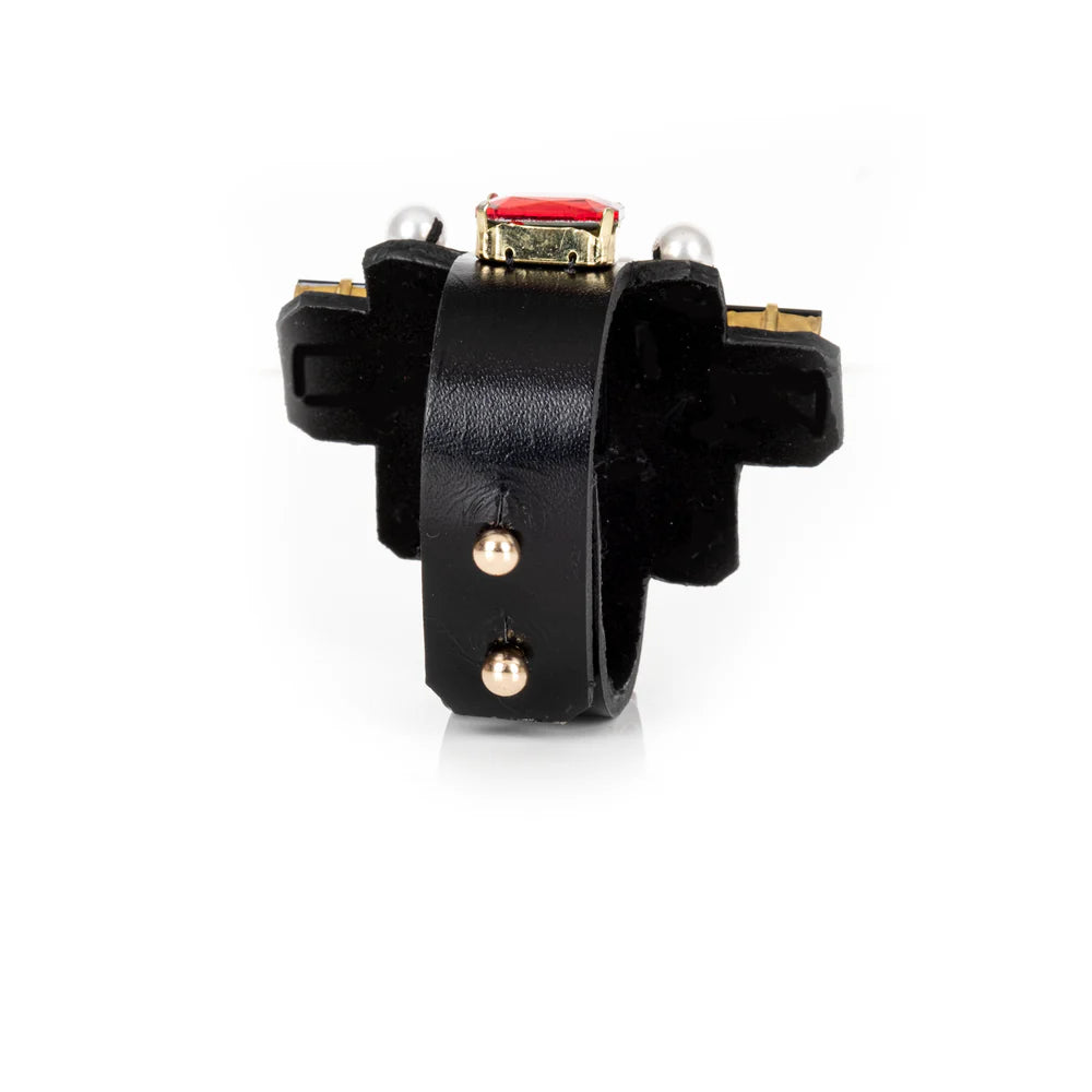 The Dark Imperial Crown Crystal Leather Cuff