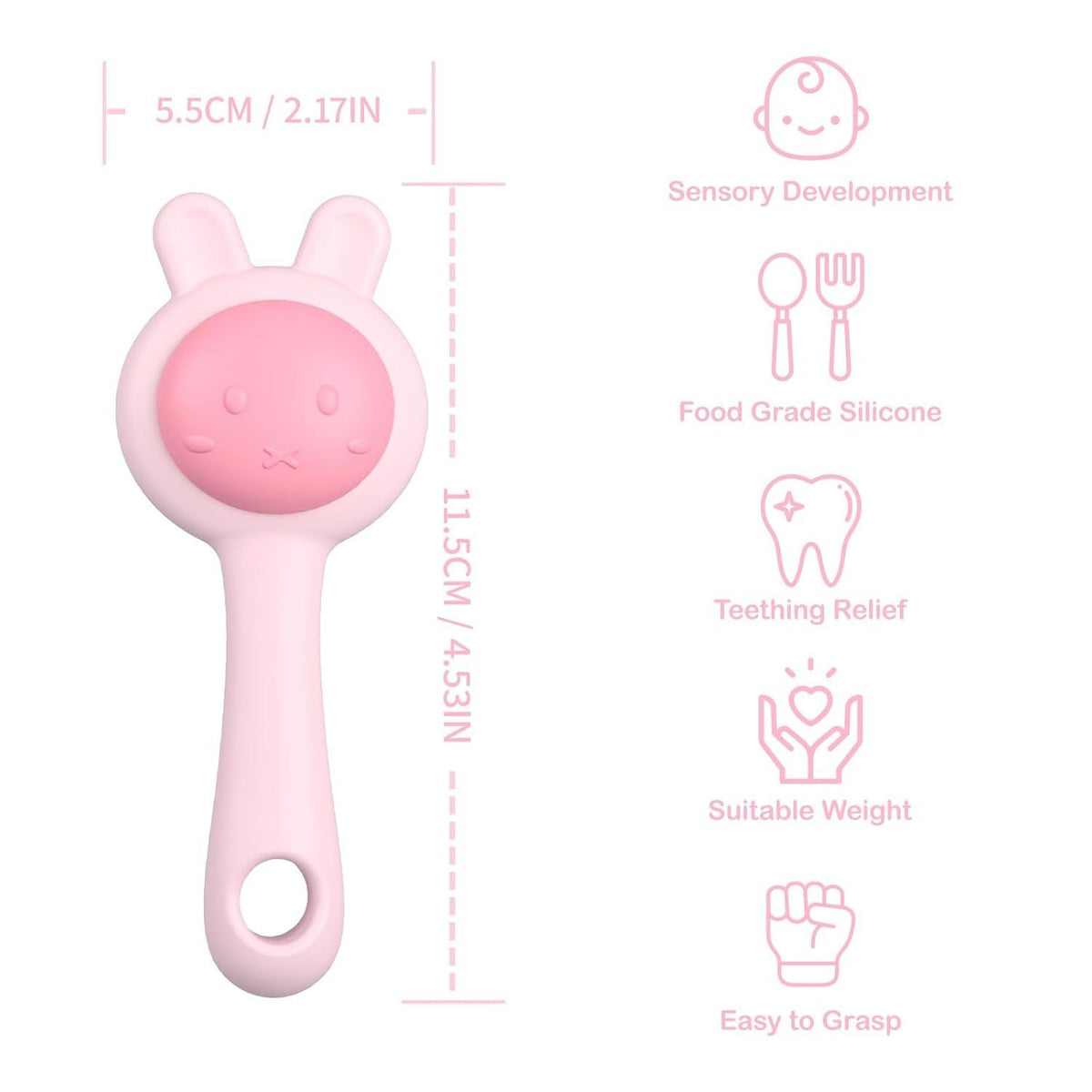 Silicone Baby Rattle Teething Toys Toddler Chew Toy For Infant 3 6 9 Months