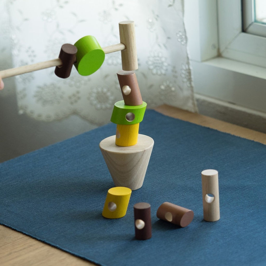 PlanToys Stacking Logs — Wooden Balance Game