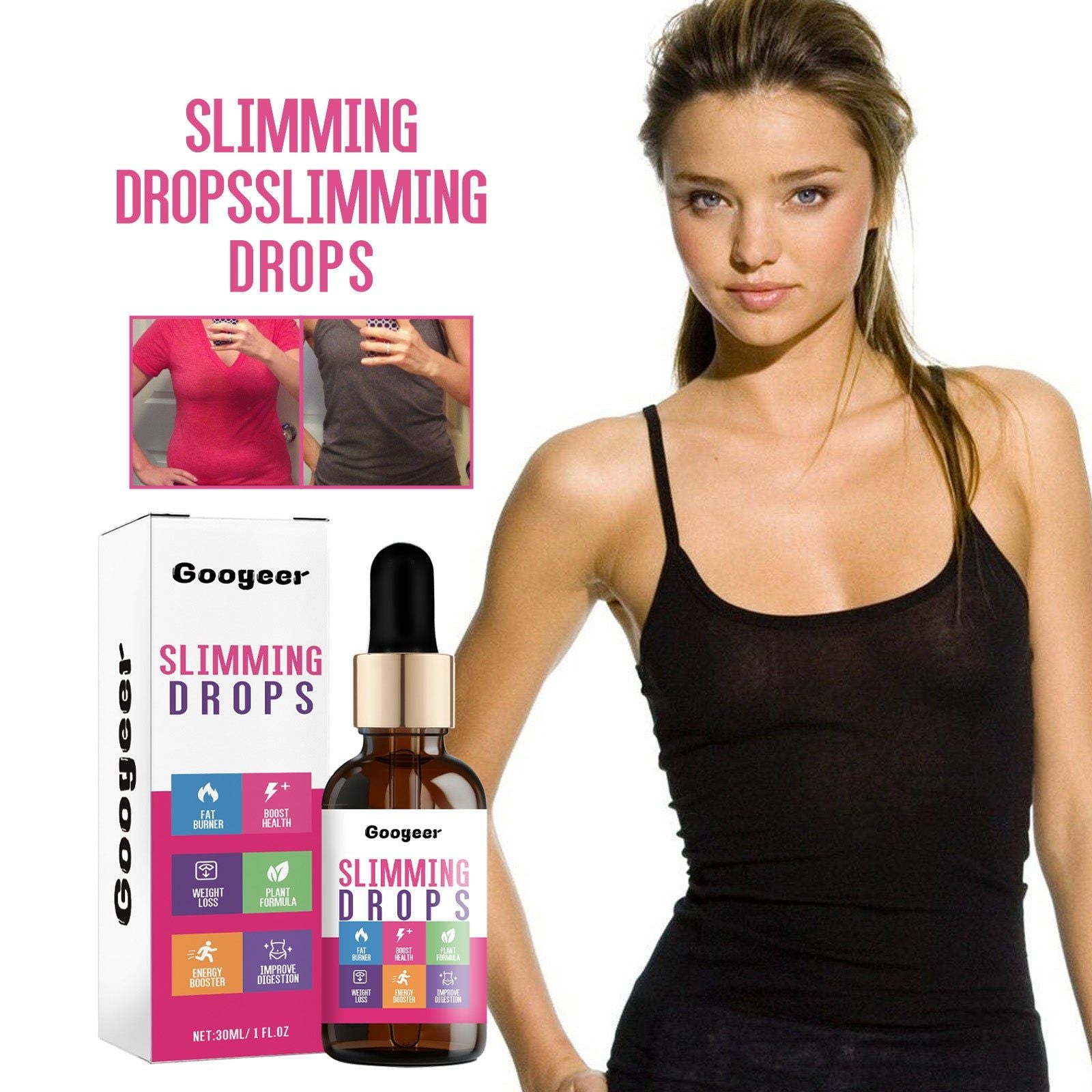 Slimming Drops, Body Care, Fat Burn, Skin Firming, Weight Loss, Natural Detox ,30ml