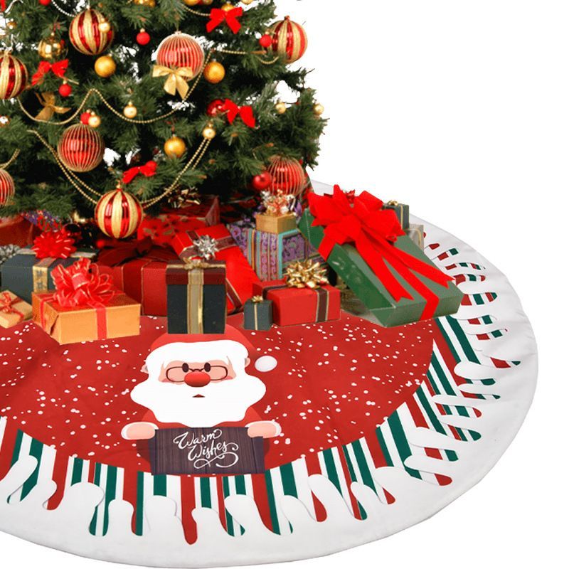 Christmas Tree Skirt Elk Santa Snowman Pattern Tree Mat Xmas Home Party Decoration