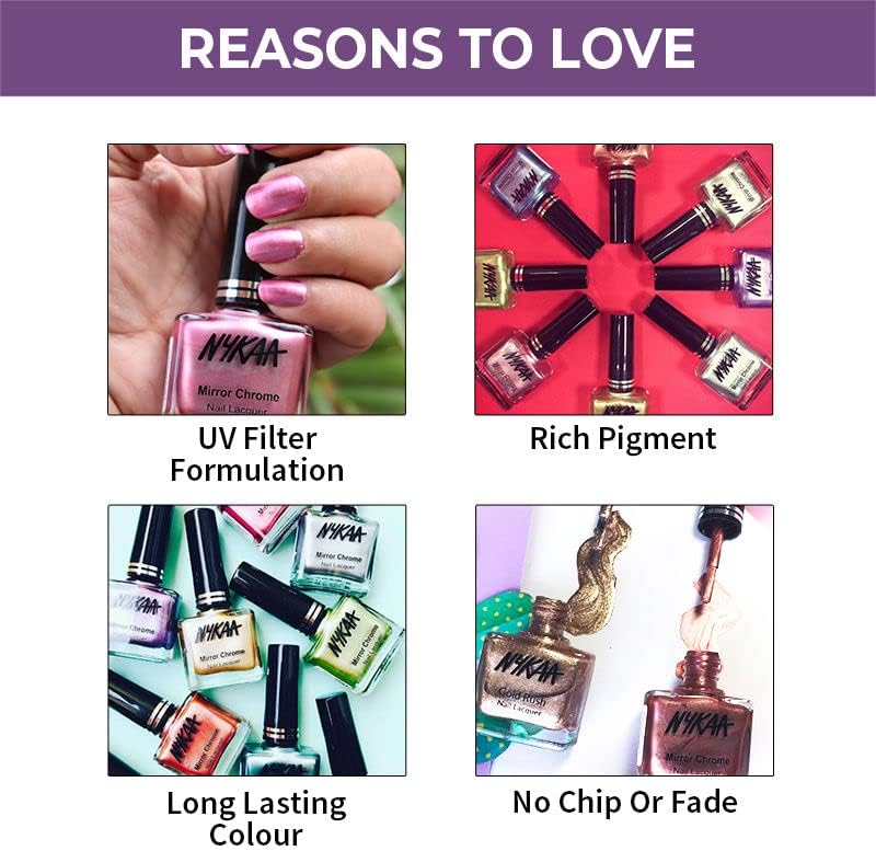 طلاء أظافر Nykaa Mirror Chrome باللون الأرجواني Galaxy  اللون رقم 178