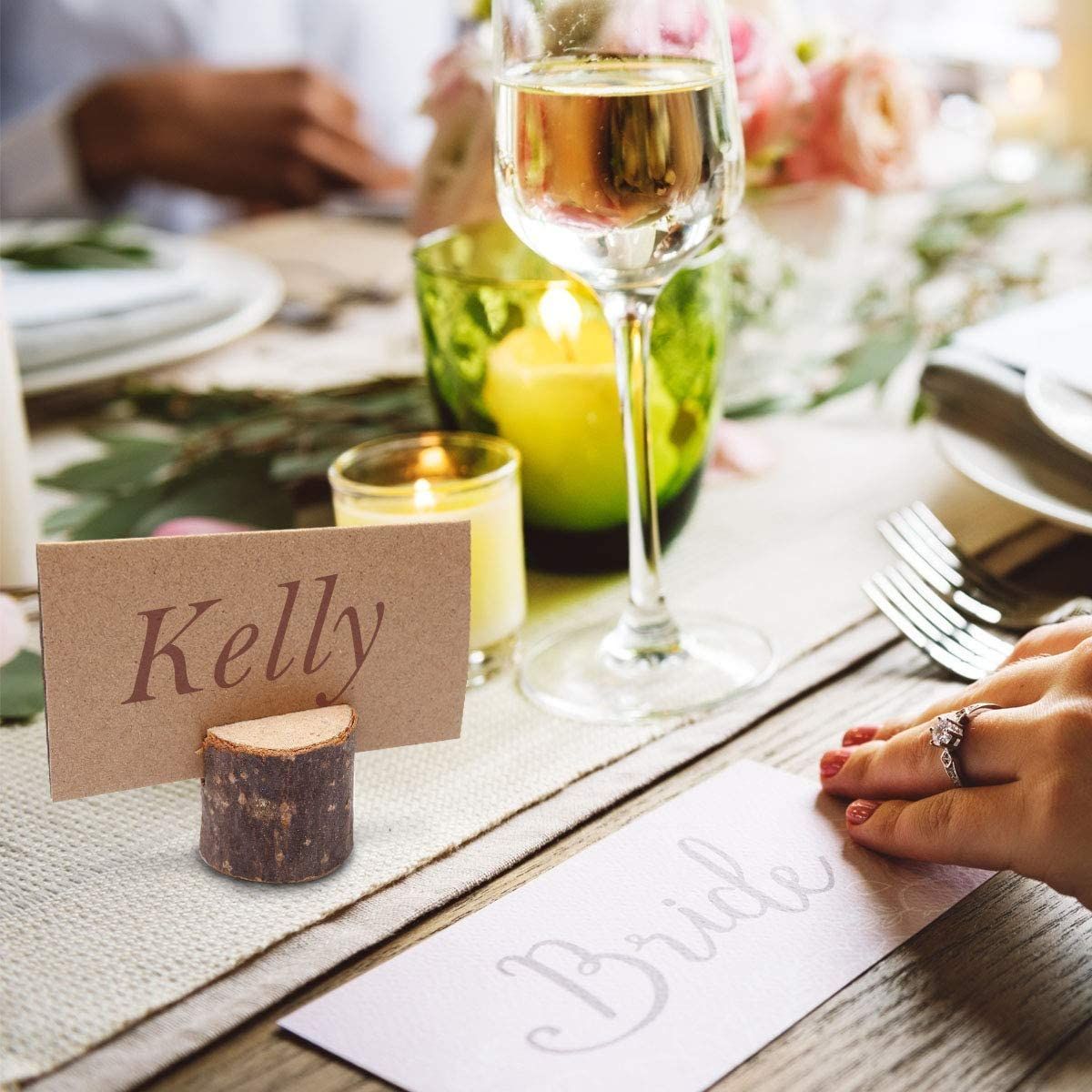 20pcs Wooden Place Card Holder Wedding Table Photo Name Stand