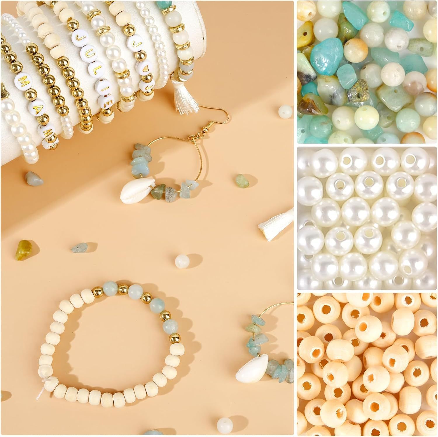 Natural Amazonite Beads DIY Bracelets Gemstone Beads Set Jewellery Necklace Making Kit