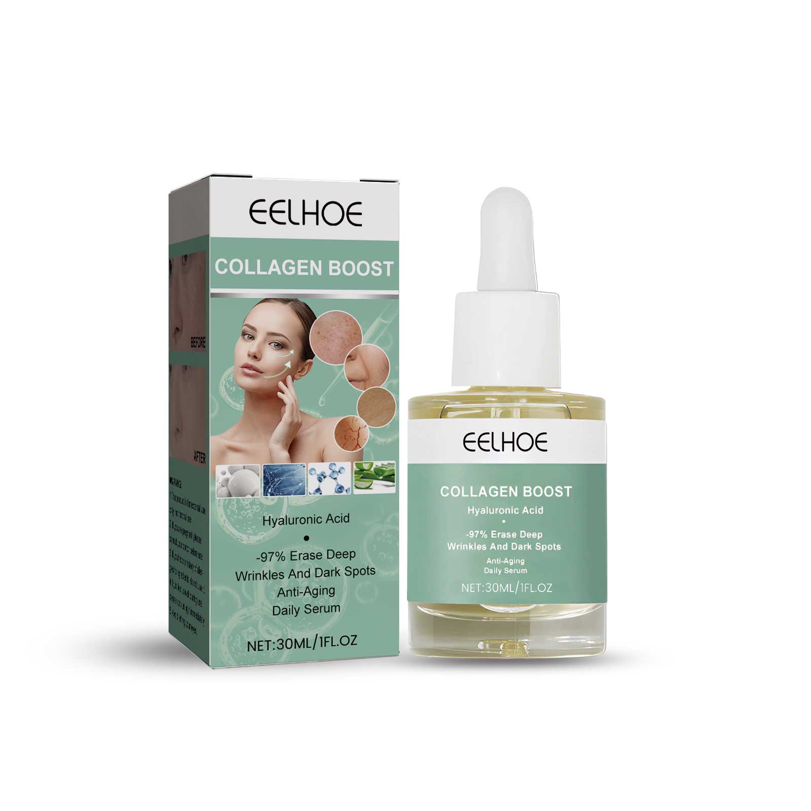 Deep Curing Collagen Essence, Fade Wrinkles, Hydrate, Brighten Skin, Anti-Aging ,30ml