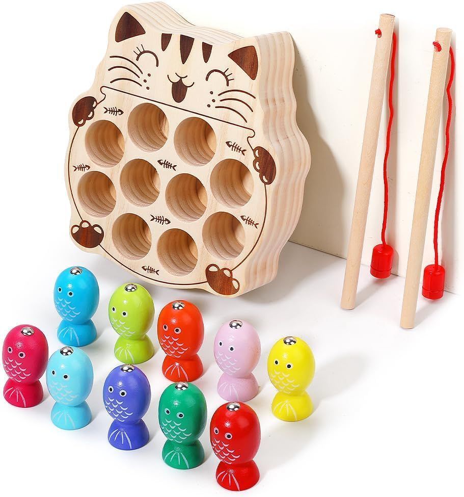 Toddler Montessori Toy Wooden Fishing Game Activity Learning Toy for Kids 1 2 3 Year Old