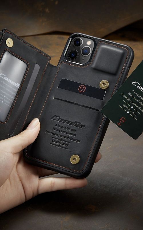 Multipurpose Leather Phone Case With Card Slots Zipper Wallet Back Cover For iphone 13