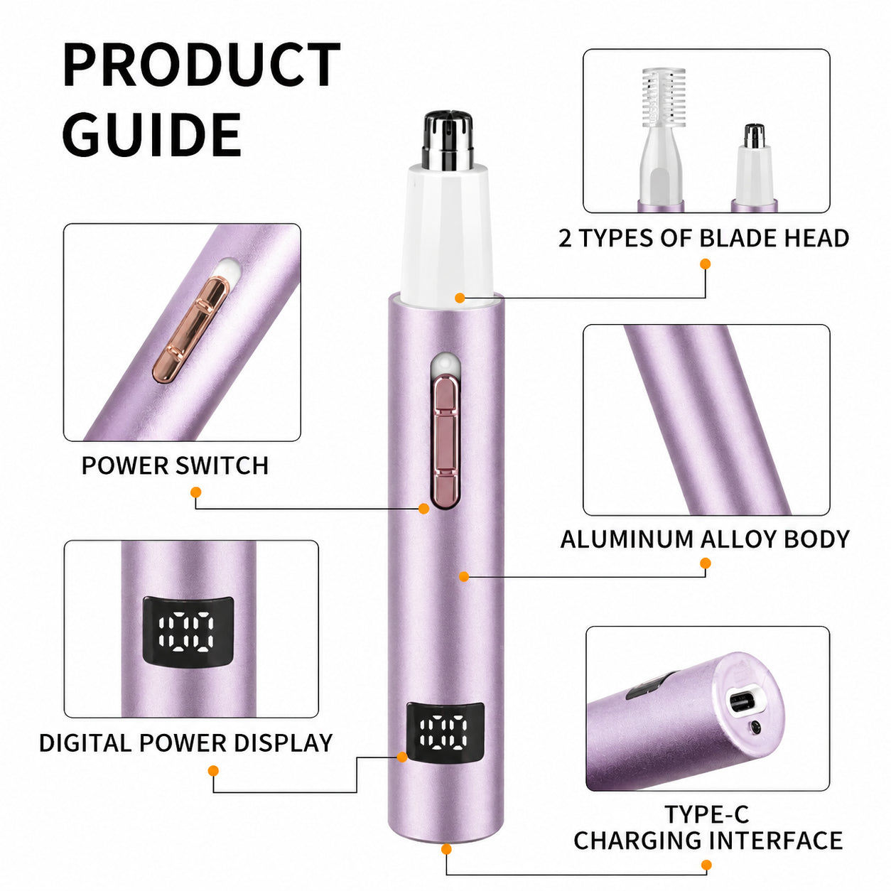 2-in-1 Nose Hair Trimmer with Digital Display