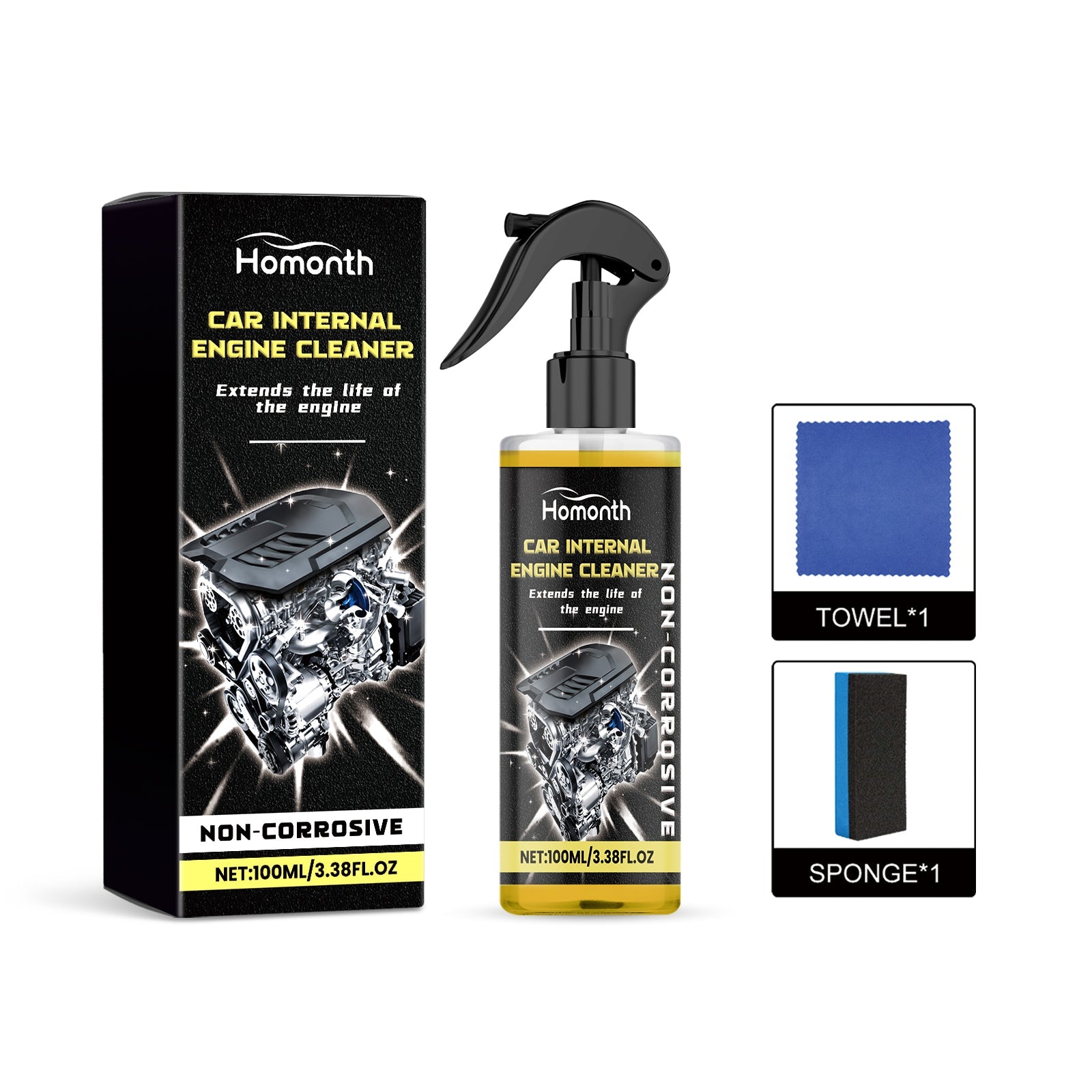 Car Engine Cleaner, Deep Decontamination, Rust Prevention, Mud Free, Automotive Cleaning Solution ,1set