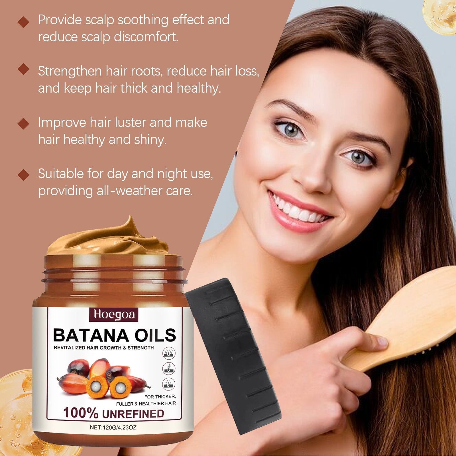 Batana Oil Hair Care Cream, Nourishes, Restores, Brightens, Frizz Control ,120g