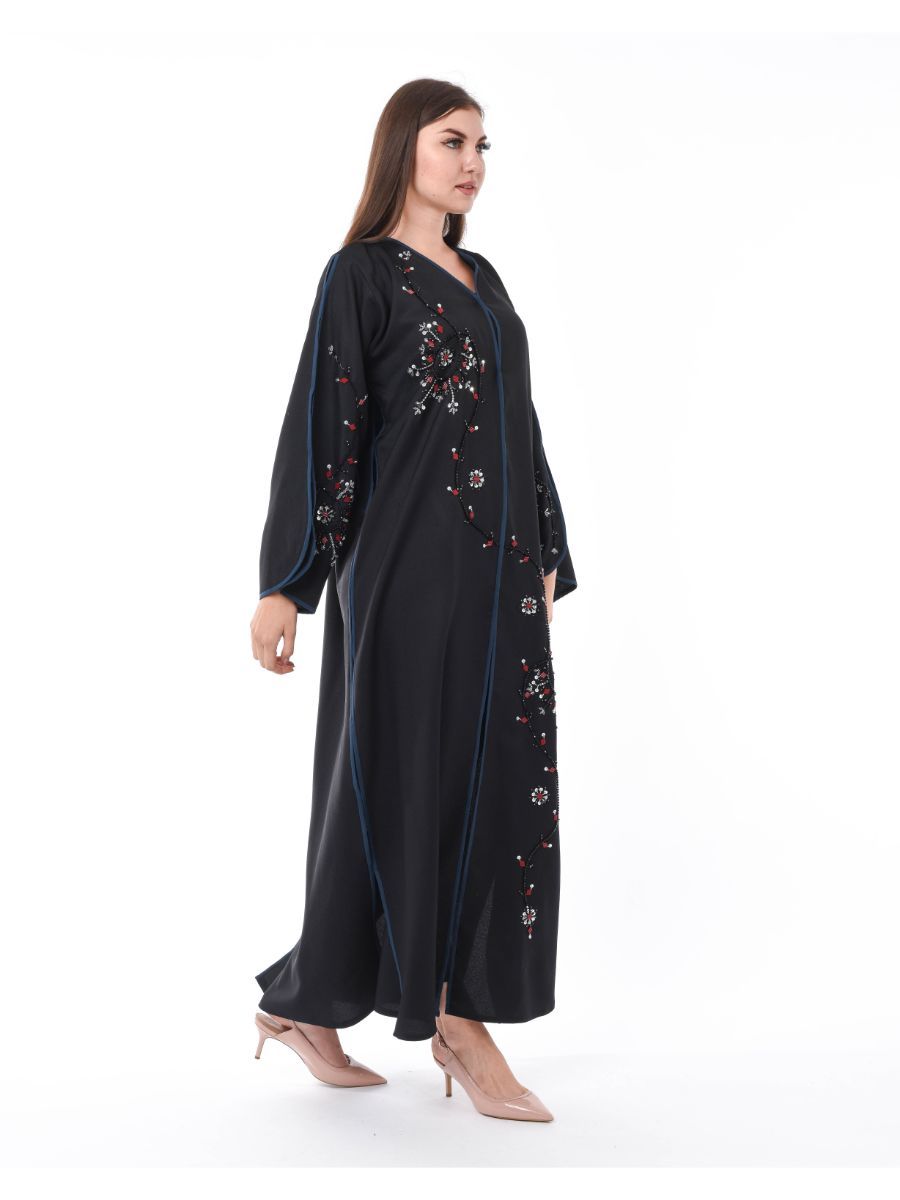 MOiSTREET Black Exotic Abaya with Decorative Hand Work