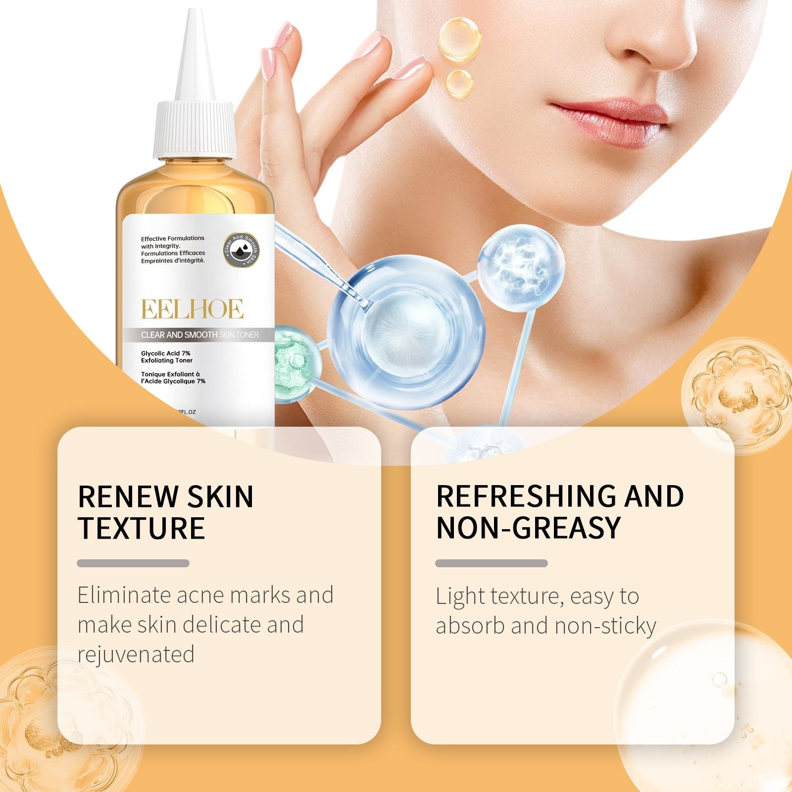 7% Glycolic Acid Toner for Facial Care, Skin Lightening, Firming, Moisturizing, Youthful Glow ,100ml