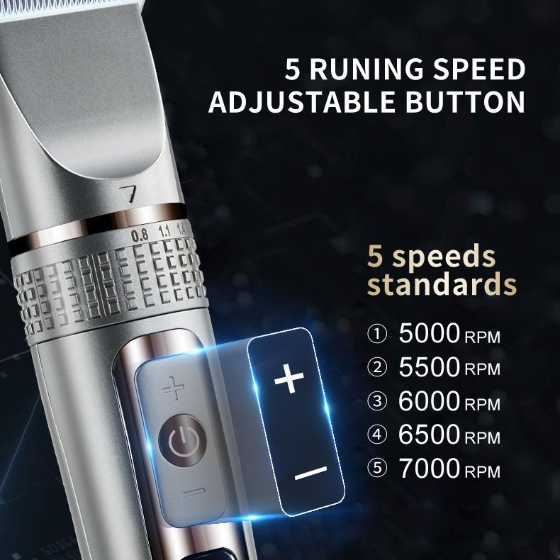 Portable Cordless Waterproof Hair Clippers Mute 5 gear Adjustable Speed For Barbers