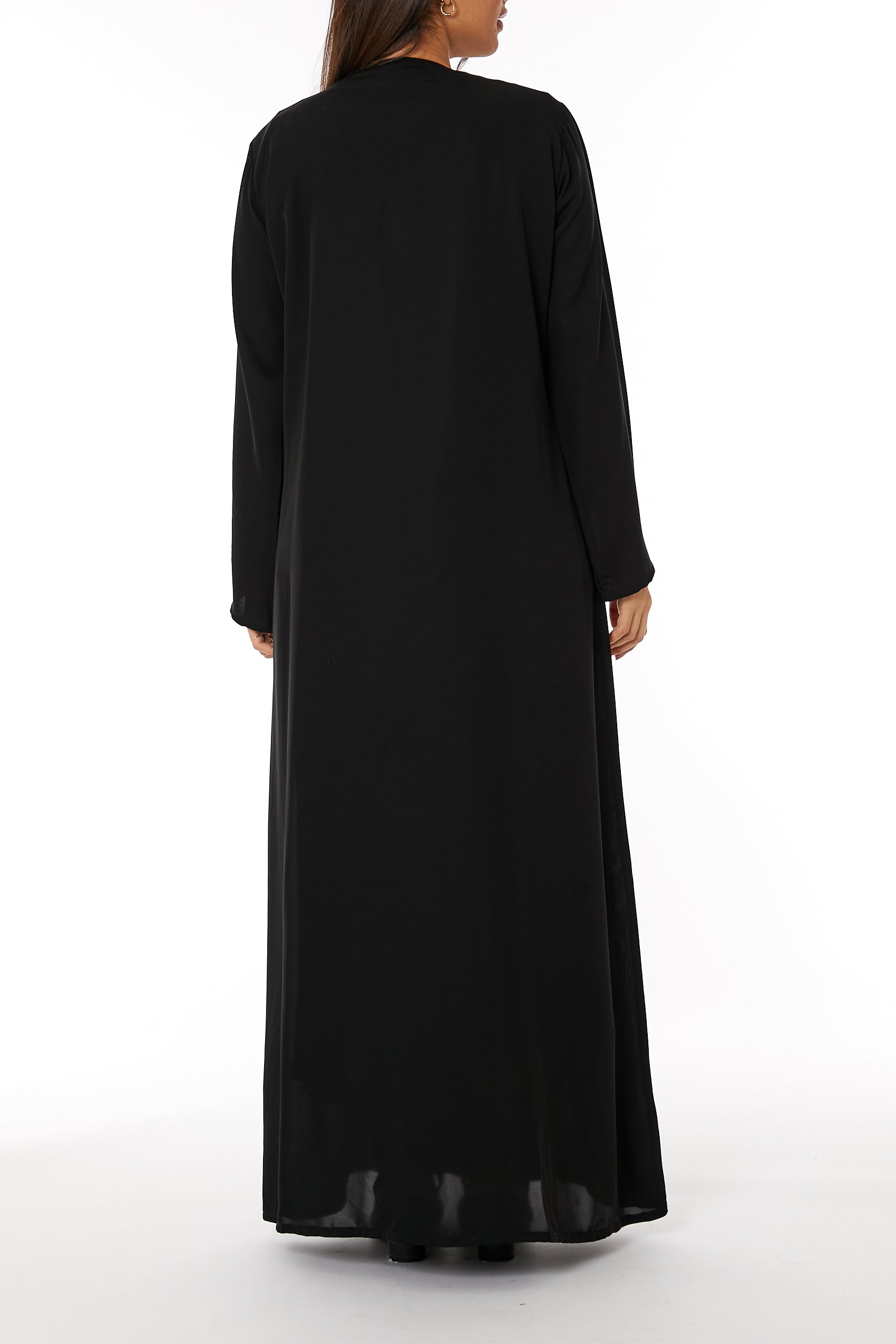 MOiSTREET Black Nida Embroidered Open Abaya