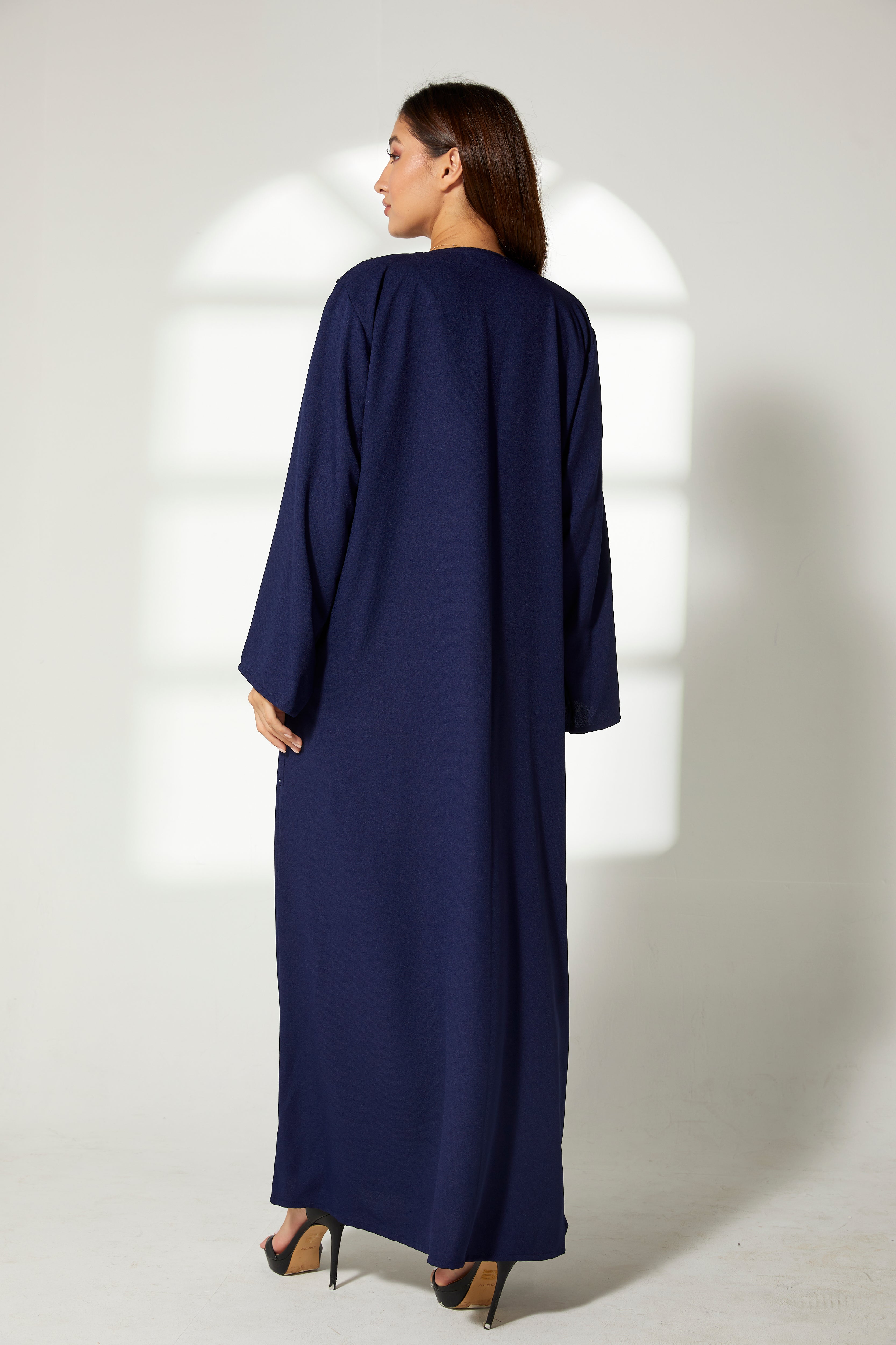 MOiSTREET Navy Korean Crepe Embroidery Abaya