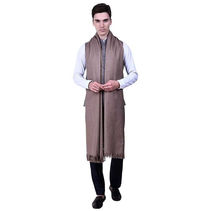 Men's Woven Wool Shawl Beige