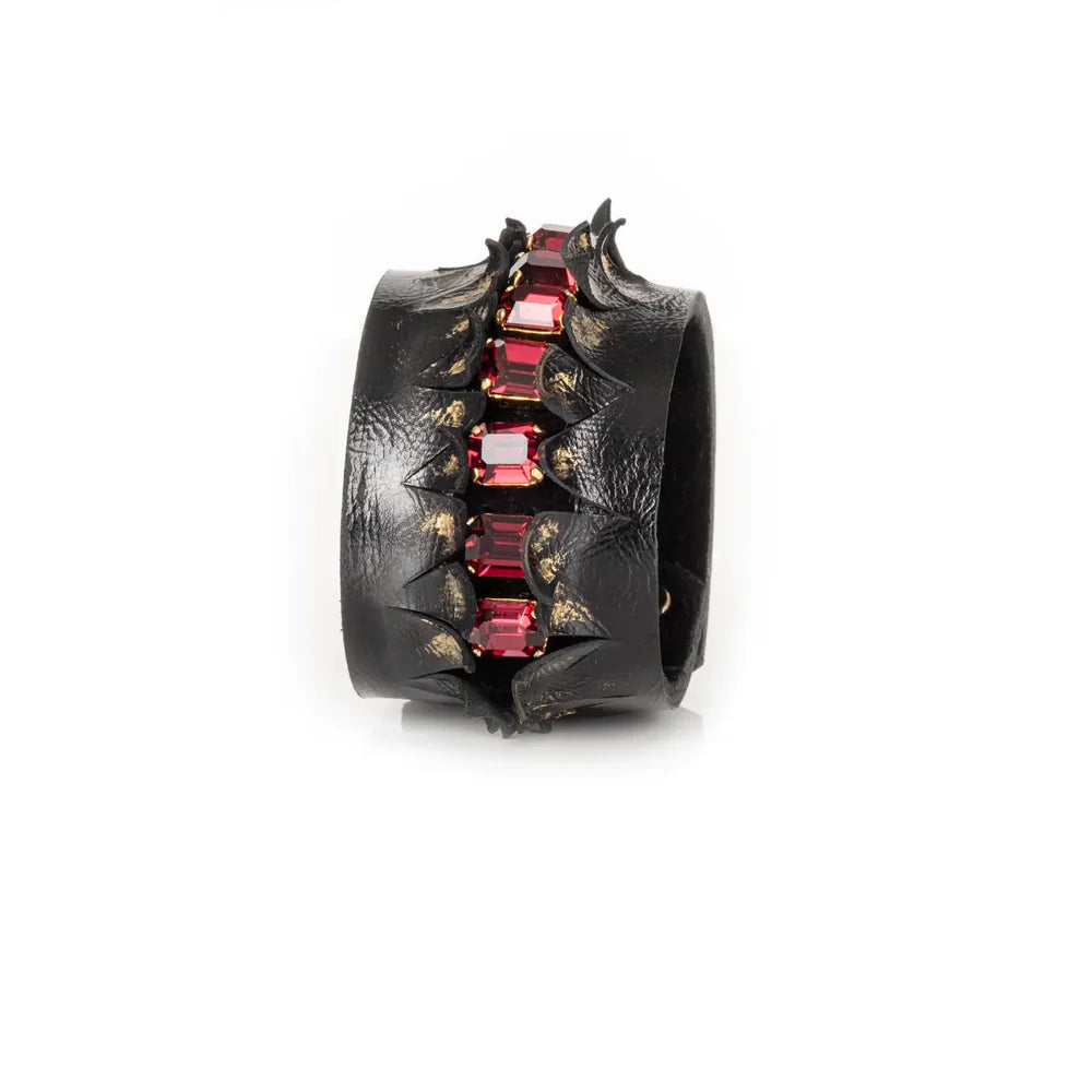 The Dark Crimson Dominion Sculpted Leather Cuff