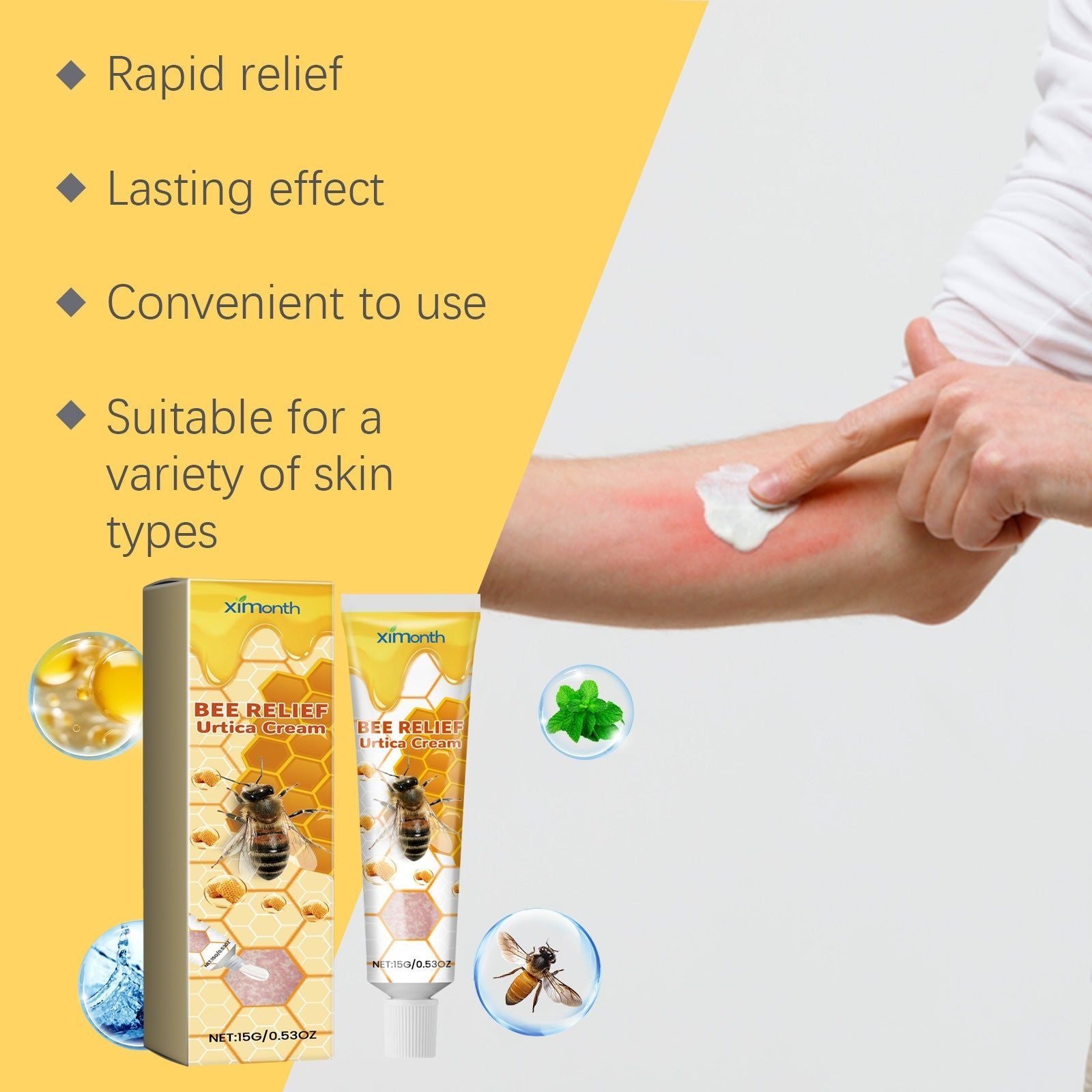 Bee Venom Skin Care Cream, Anti-Itch Relief for Hands and Feet, Natural Skin Repair ,15g
