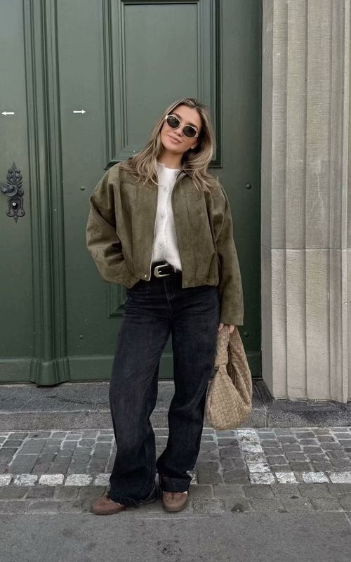 Faux Suede Jacket Women Oversized Long Sleeve Zip Up Epaulet Bomber Leather Jackets