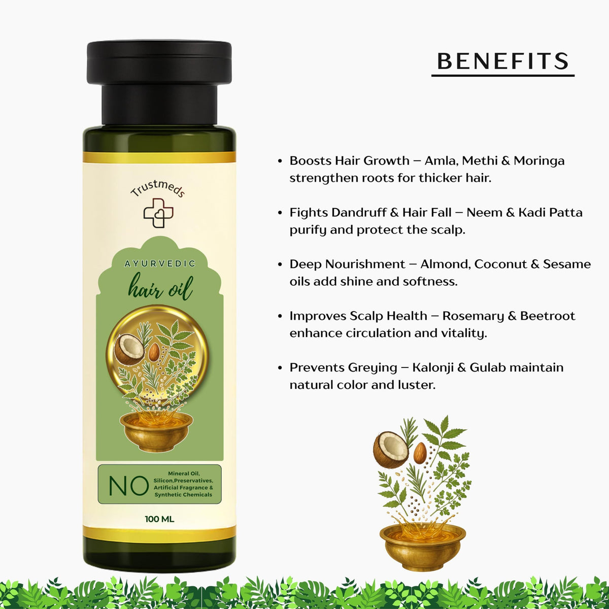 Trustmeds Ayurvedic Hair Oil for Hair Fall Control & Growth