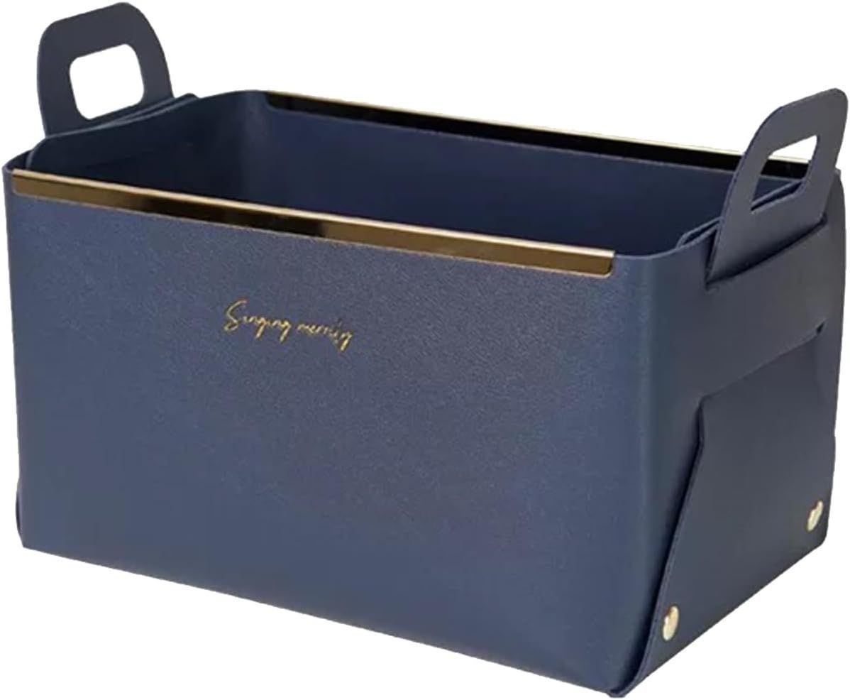 Storage Box Faux Leather Basket Small Catchall Basket Desktop Organizer