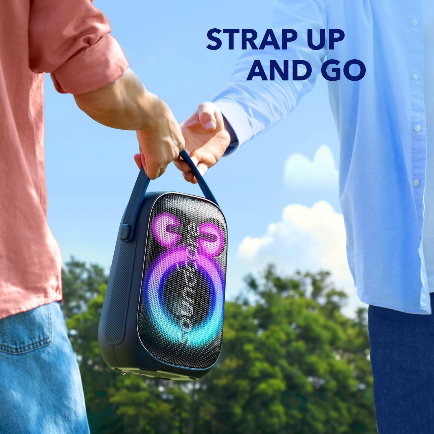 مكبر صوت الحفلات المحمول Anker Soundcore Rave Neo 2 المزود بتقنية BassUp و PartyCast 2.0، مع مدة تشغيل تصل إلى 18 ساعة، باللون الأسود