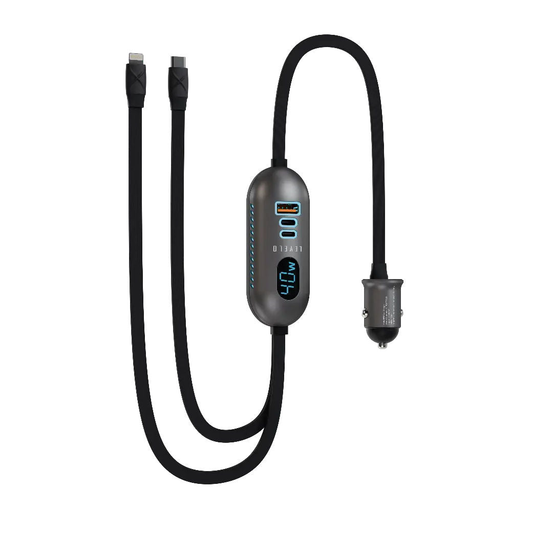 Levelo Polix 84W Fast Car Charger, Gray