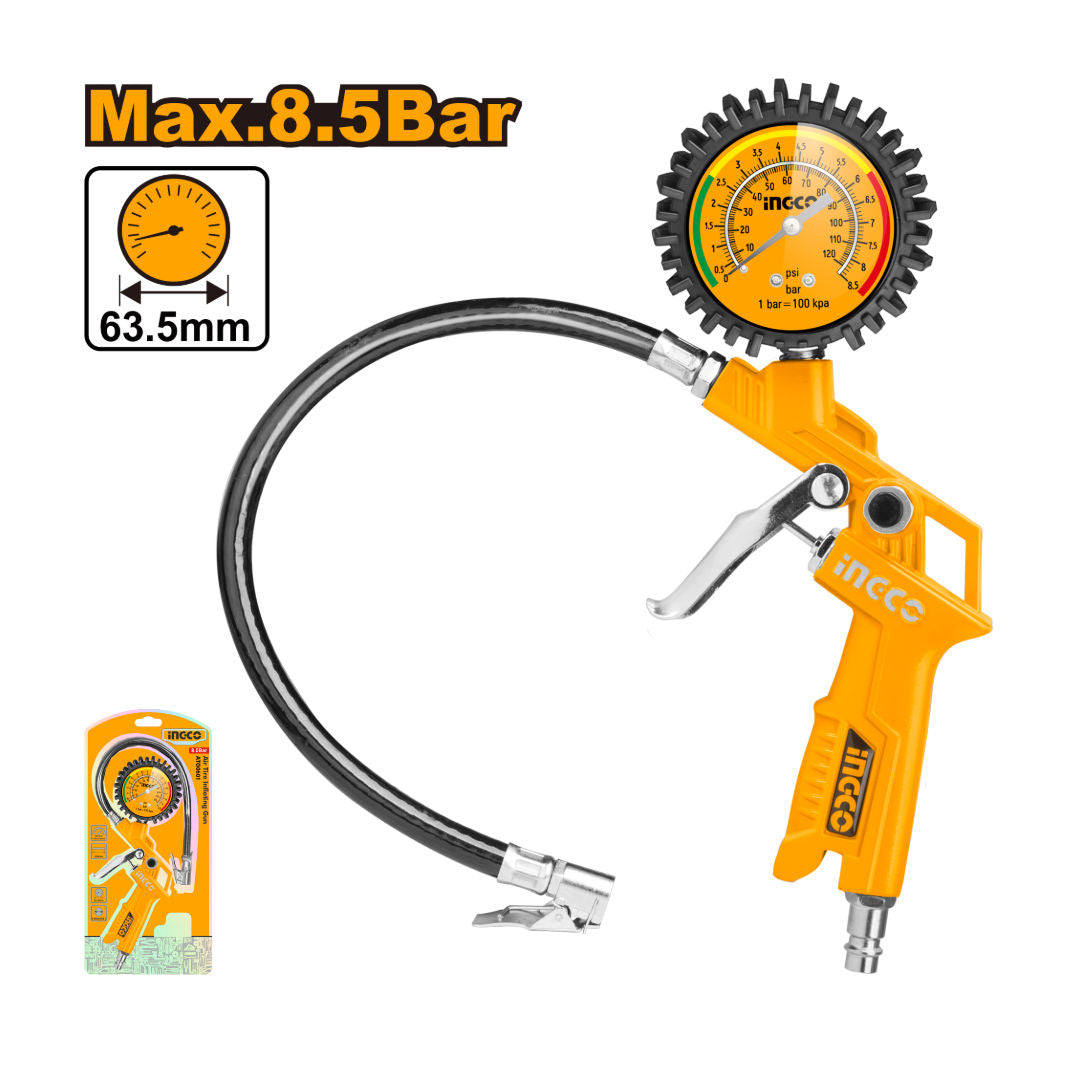 INGCO Air Tire Inflating Gun, Max 8.5 Bar (120 Psi)