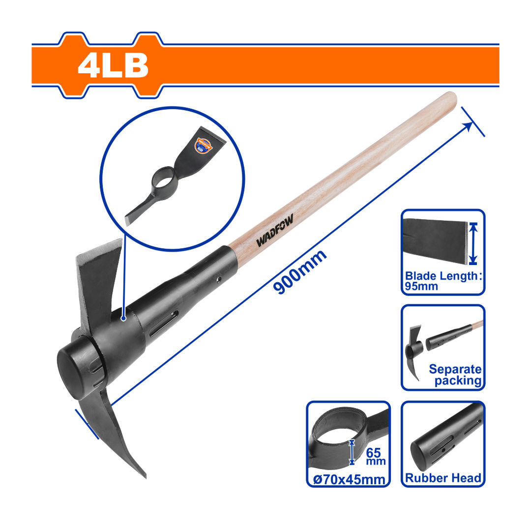 WADFOW Pick Mattock With Wooden Handle